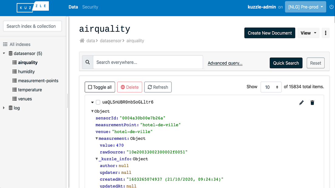 Screenshot of the admin console interface